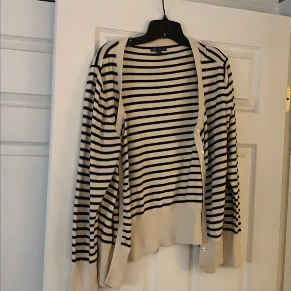 Gap XL black striped ivory cardigan.Used.